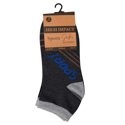 Mens Trainer Socks - Striped (12 Pairs)
