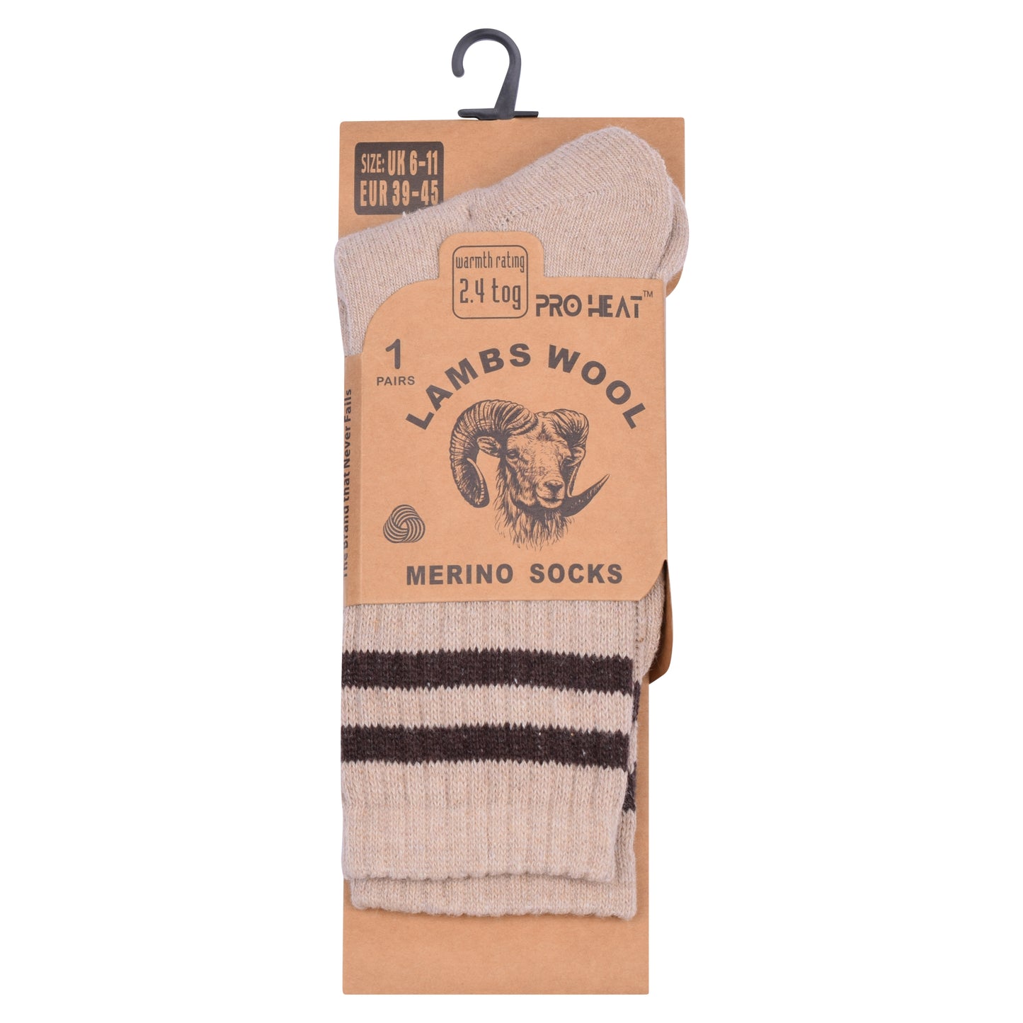 Mens Merino Lambs Wool Socks - Striped (12 Pairs)