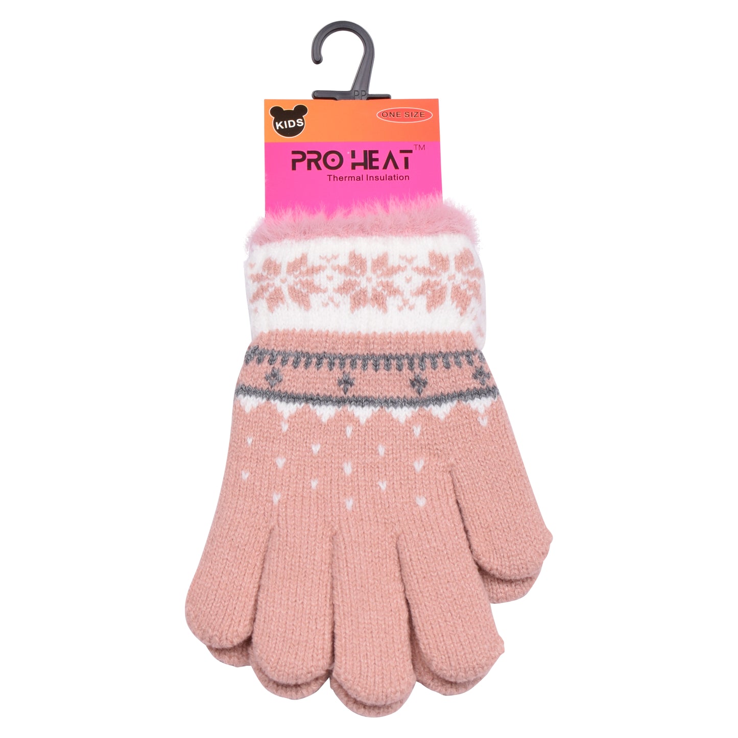 PRO HEAT™ Kids Thermal Magic Gloves - Snowflake with fur trim (Assorted Colours)
