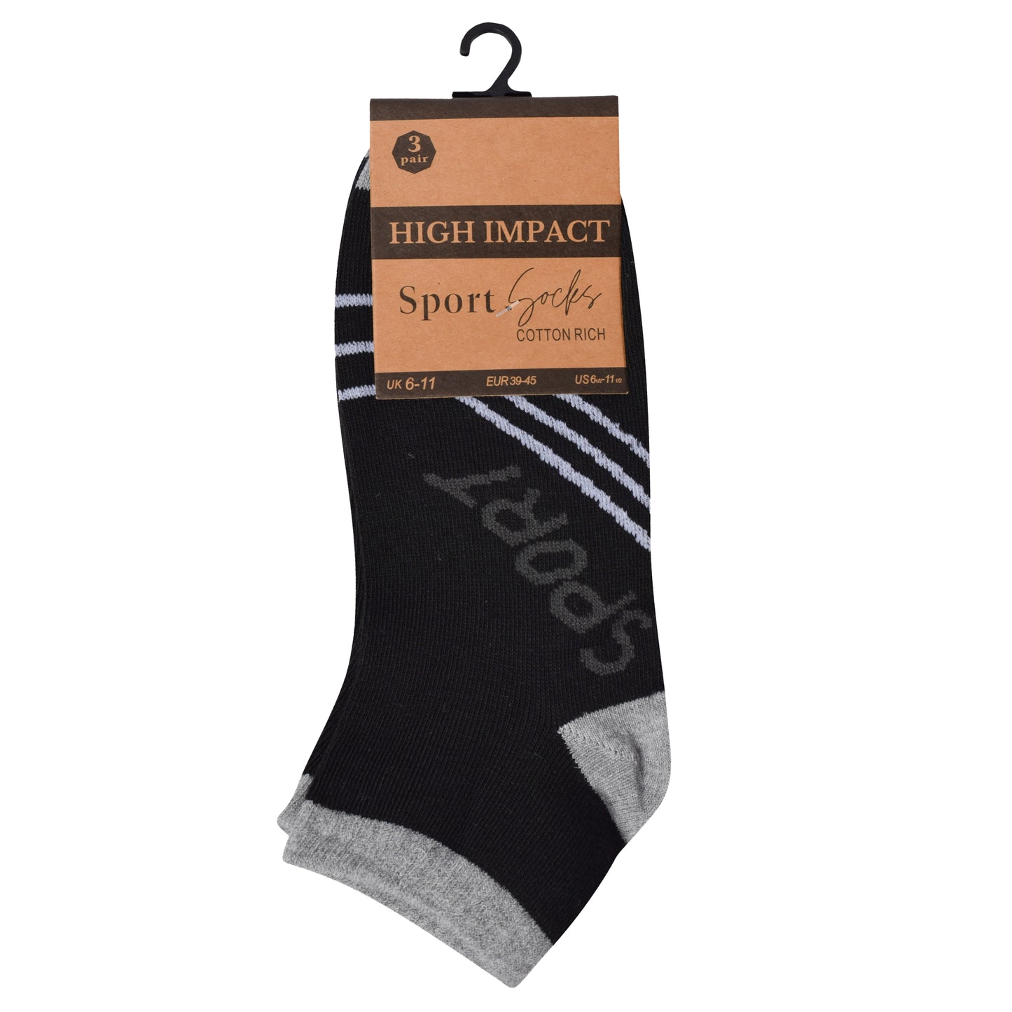 Mens Trainer Socks - Striped (12 Pairs)