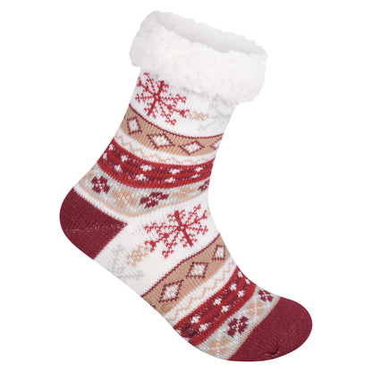 Ladies 4.8 TOG Cosy Slipper Socks - Snowflake Knit