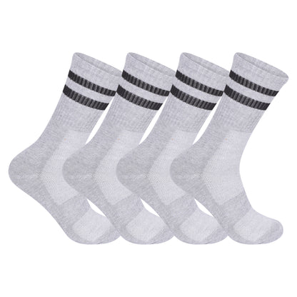 Mens 3 Pair Sport Socks - Grey - Black Stripes (12 Pairs)