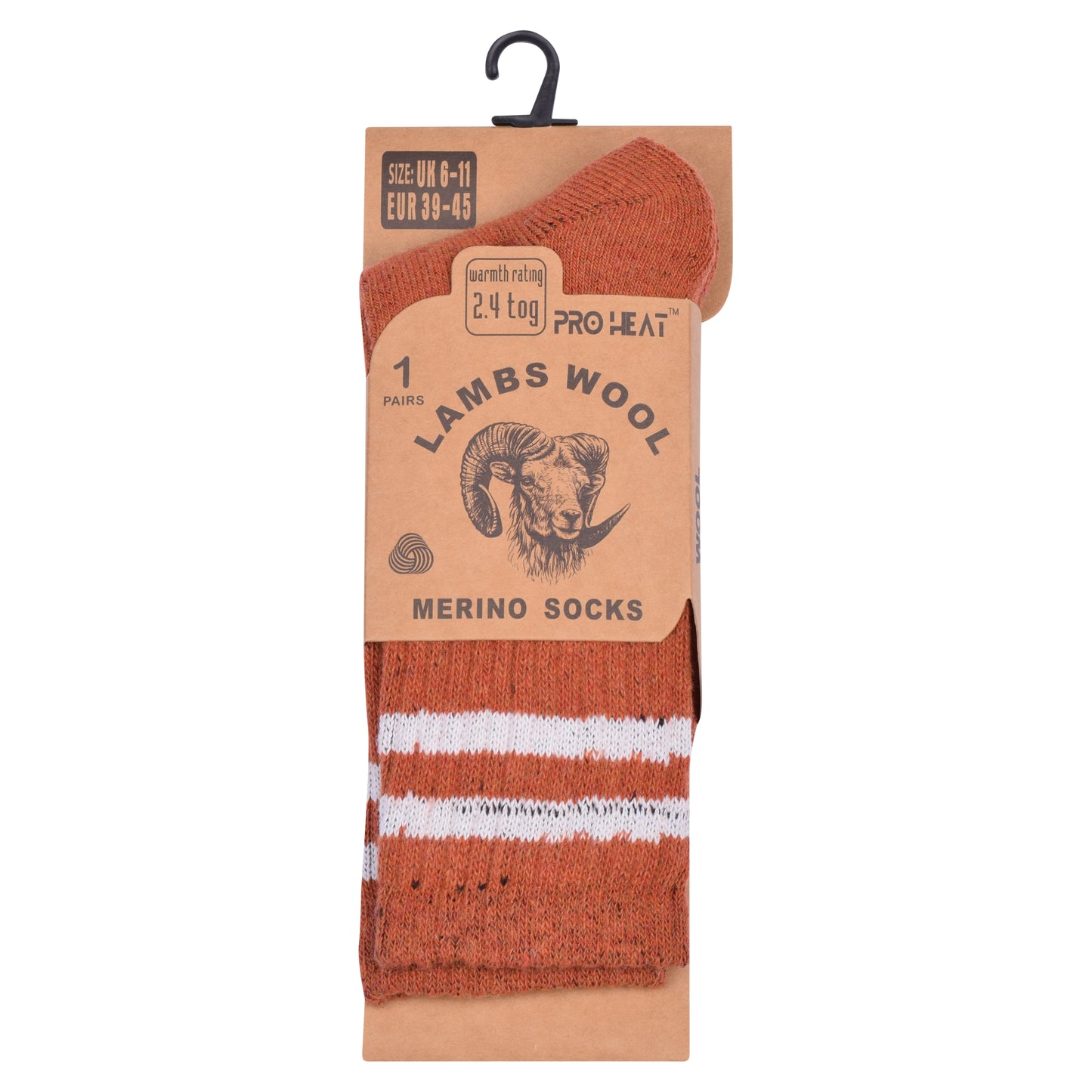 Mens Merino Lambs Wool Socks - Striped (12 Pairs)