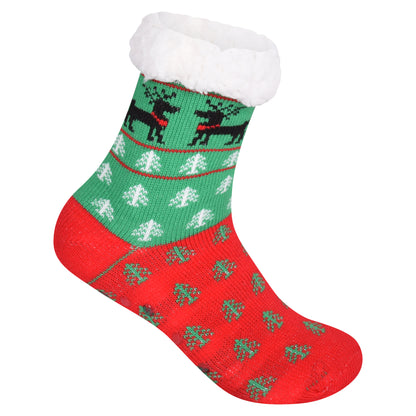Ladies 4.8 TOG Cosy Slipper Socks - Christmas