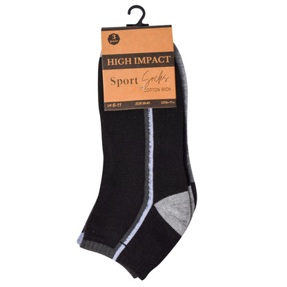 Mens Trainer Socks - Mid Stripes (12 Pairs)