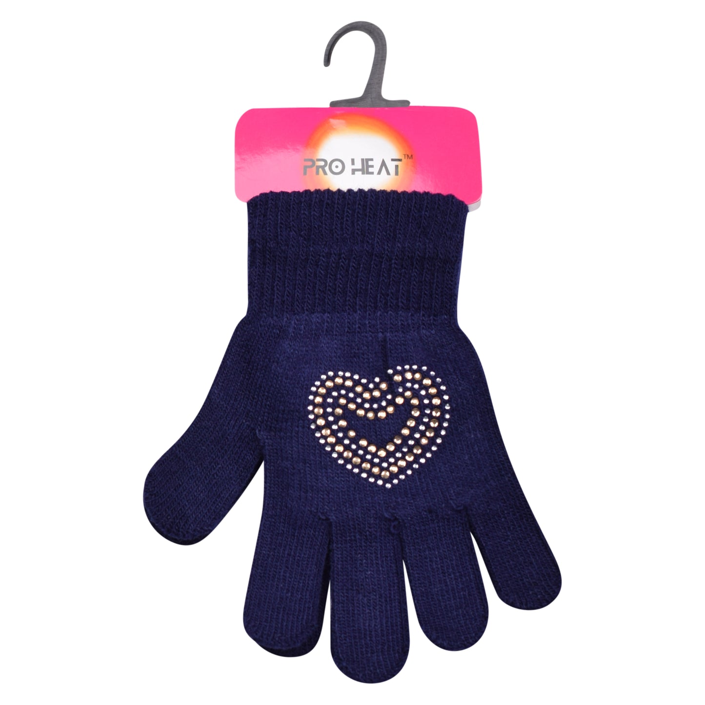 PRO HEAT™ Kids Thermal Magic Gloves - Rhinestone Heart (Assorted Colours)