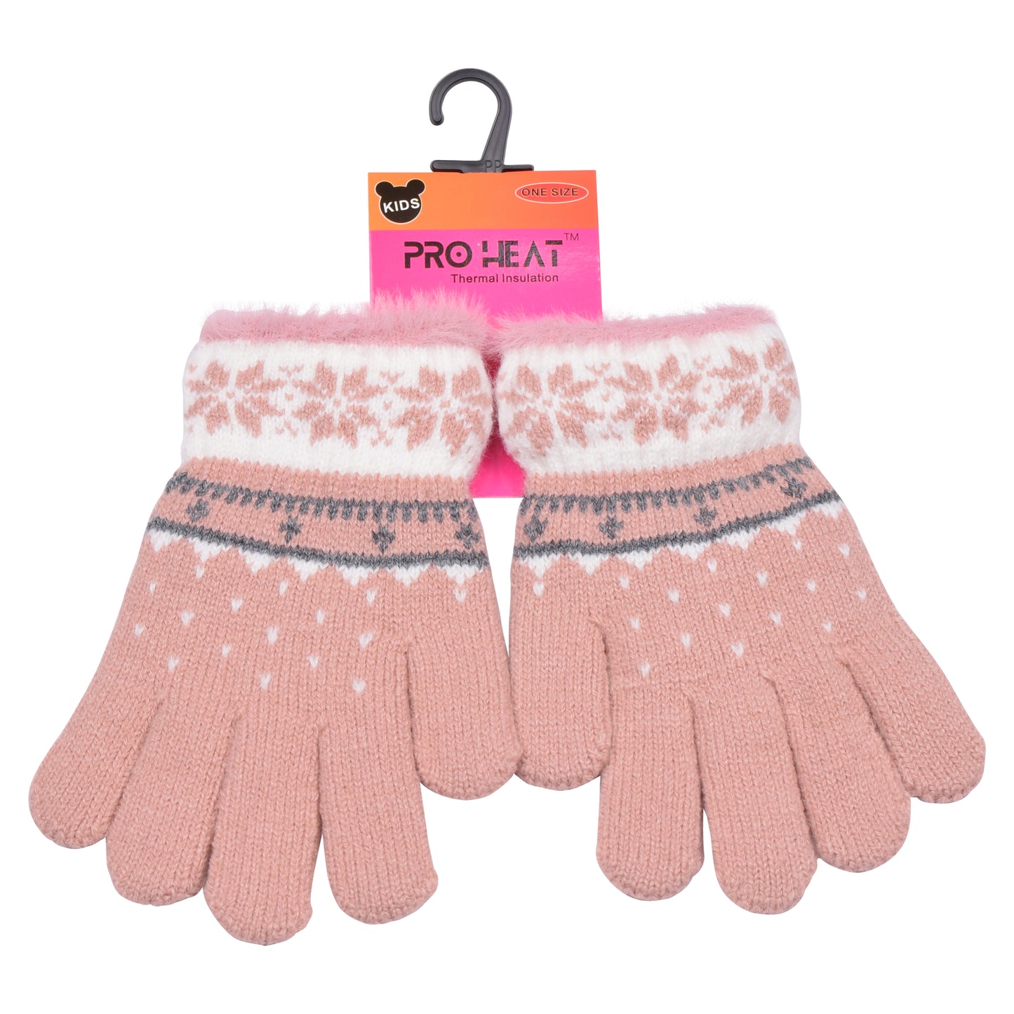 PRO HEAT™ Kids Thermal Magic Gloves - Snowflake with fur trim (Assorted Colours)