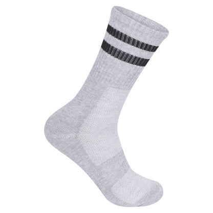 Mens 3 Pair Sport Socks - Grey - Black Stripes (12 Pairs)