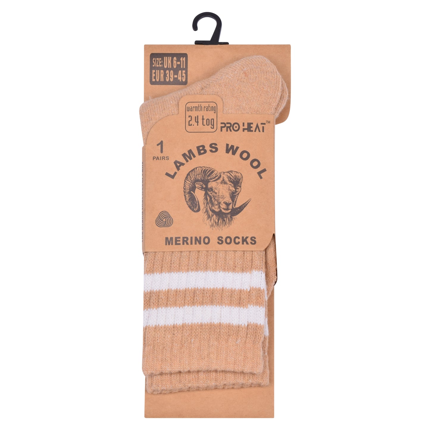 Mens Merino Lambs Wool Socks - Striped (12 Pairs)