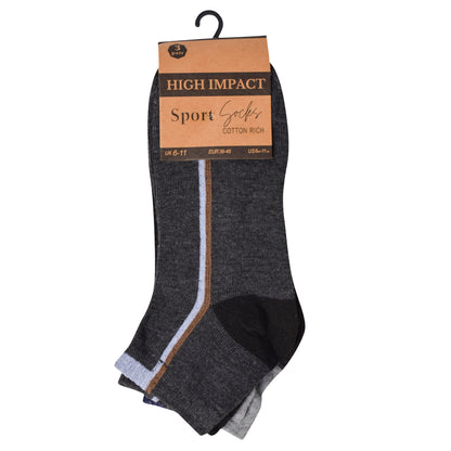 Mens Trainer Socks - Mid Stripes (12 Pairs)
