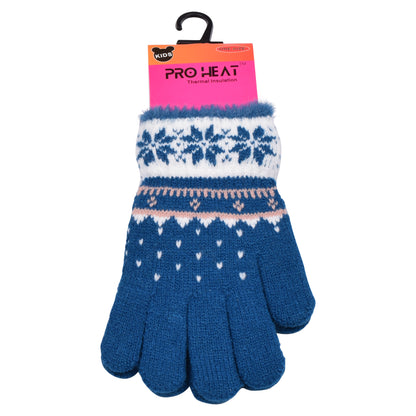 PRO HEAT™ Kids Thermal Magic Gloves - Snowflake with fur trim (Assorted Colours)