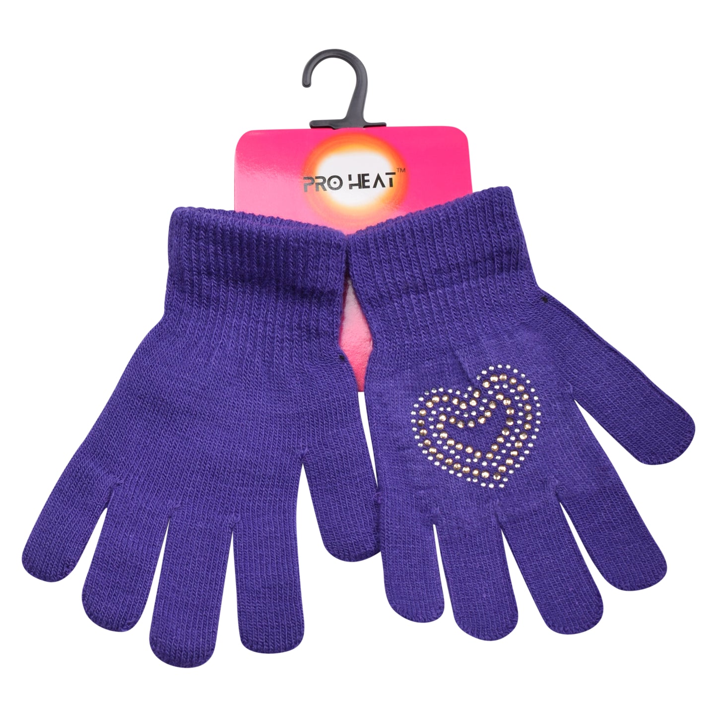 PRO HEAT™ Kids Thermal Magic Gloves - Rhinestone Heart (Assorted Colours)
