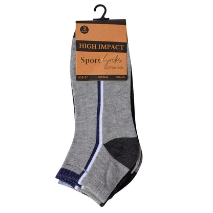 Mens Trainer Socks - Mid Stripes (12 Pairs)