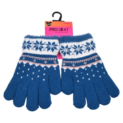 PRO HEAT™ Kids Thermal Magic Gloves - Snowflake with fur trim (Assorted Colours)