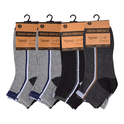 Mens Trainer Socks - Mid Stripes (12 Pairs)