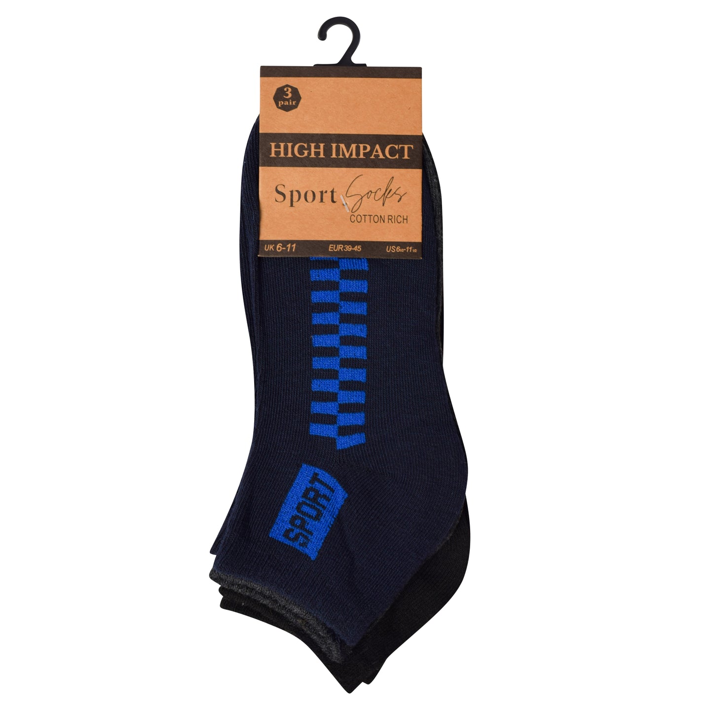 Mens Trainer Socks - Checkered (12 Pairs)