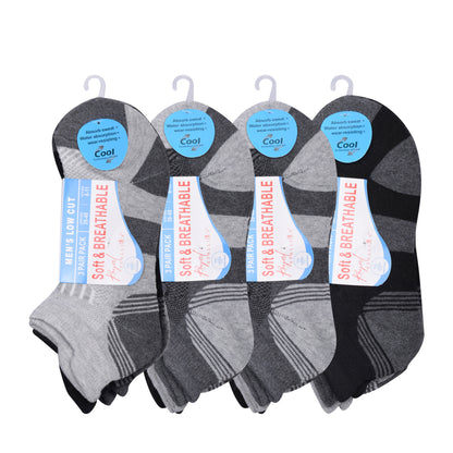 Mens Cushioned Trainer Socks - Assorted Two Tone (12 Pairs)
