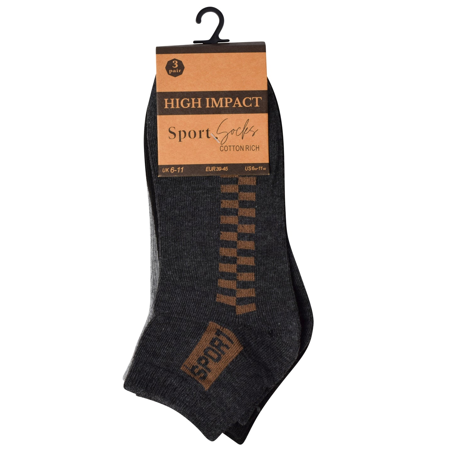 Mens Trainer Socks - Checkered (12 Pairs)
