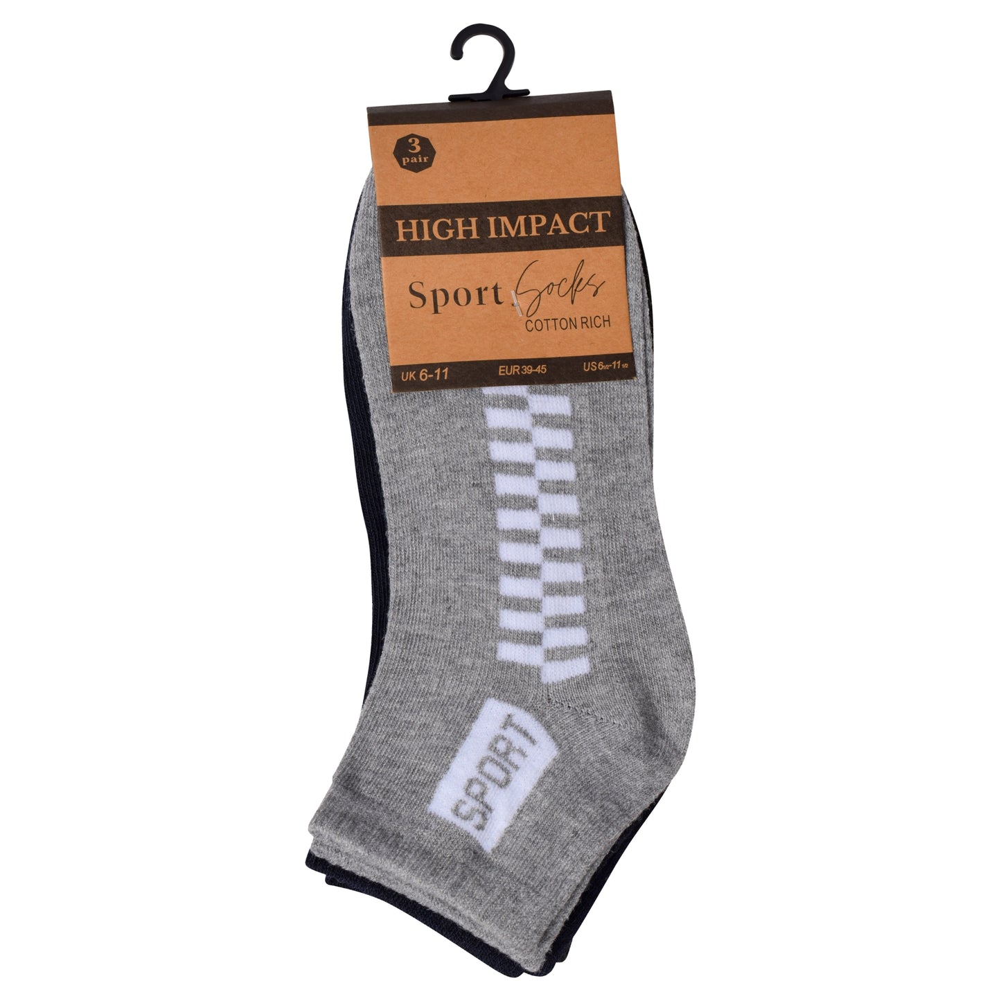 Mens Trainer Socks - Checkered (12 Pairs)