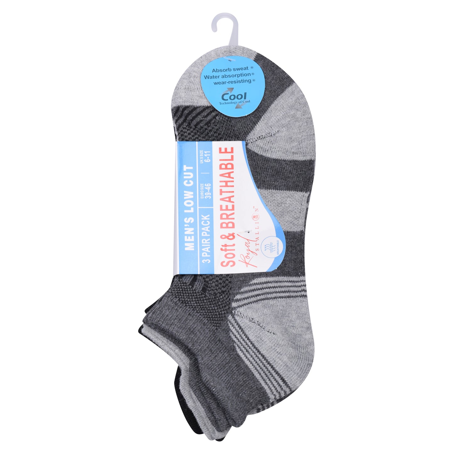 Mens Cushioned Trainer Socks - Assorted Two Tone (12 Pairs)