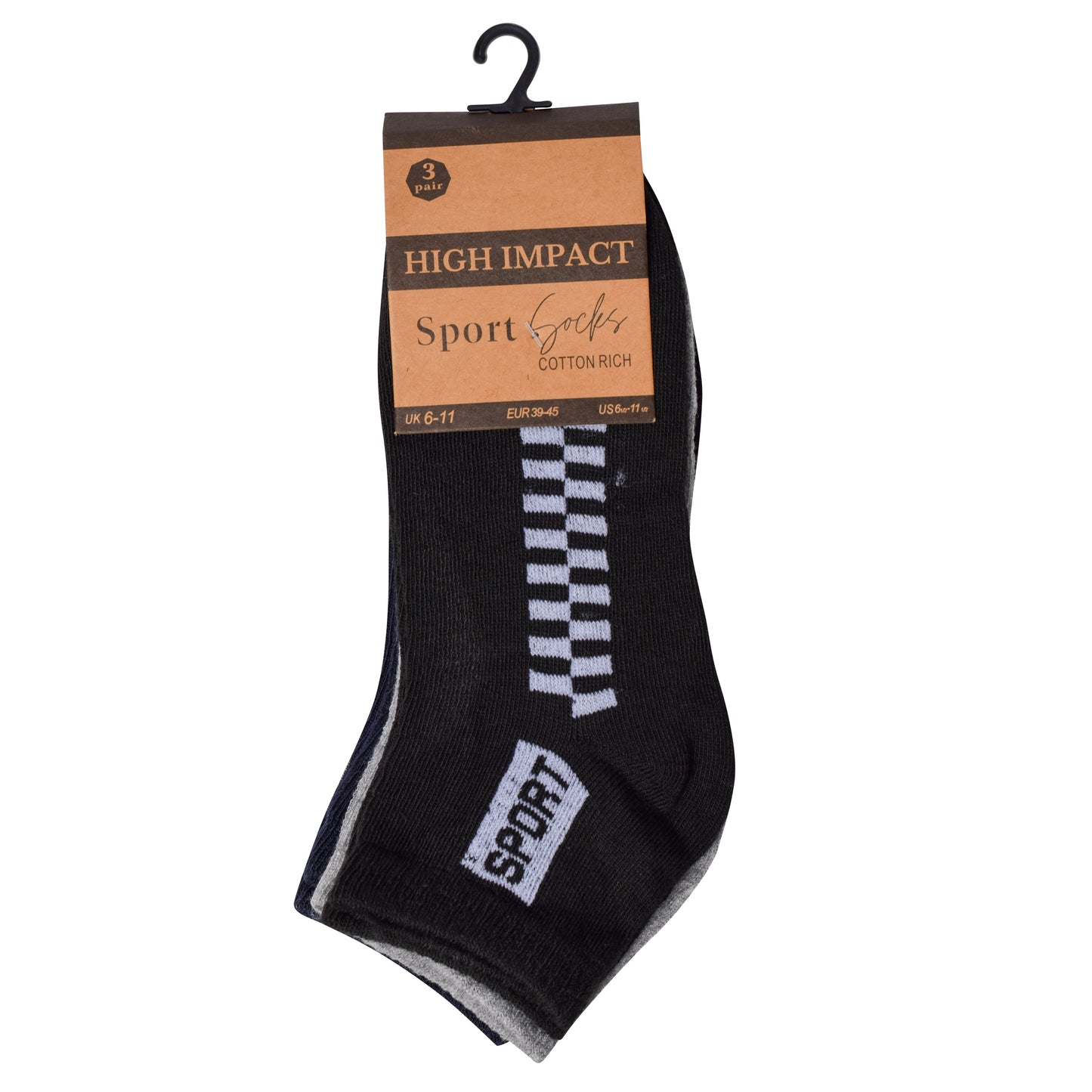 Mens Trainer Socks - Checkered (12 Pairs)