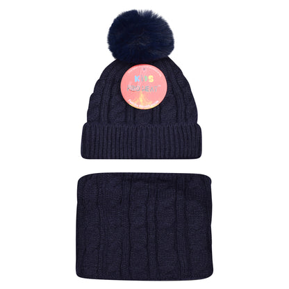 Kids Pro Heat Thermal Pom Hat & Neck Warmer Set – Assorted Colours