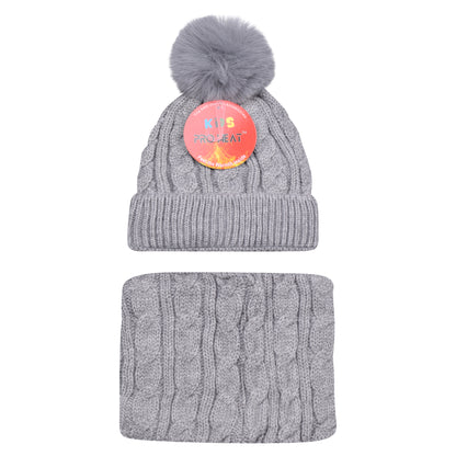 Kids Pro Heat Thermal Pom Hat & Neck Warmer Set – Assorted Colours