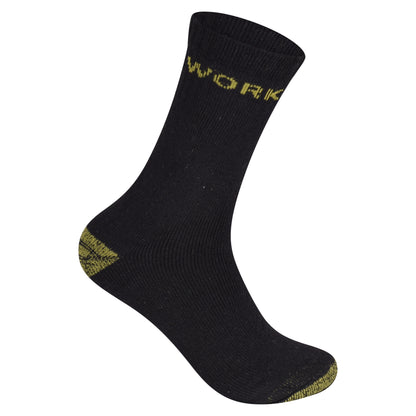 Mens Heavy Duty Chunky 5 Pair Work Socks - Black V10 (20 Pairs)