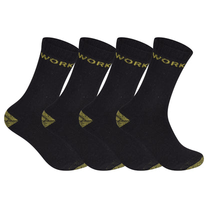Mens Heavy Duty Chunky 5 Pair Work Socks - Black V10 (20 Pairs)
