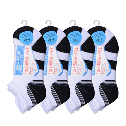 Mens Cushioned Trainer Socks - White/Black (12 Pairs)