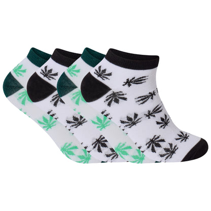 Mens Trainer Socks - Two Tone Ganja Leaf (12 Pairs)