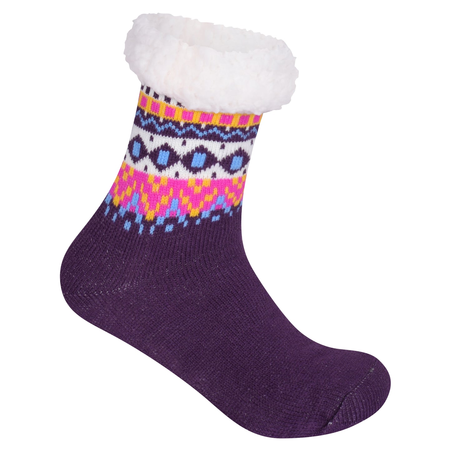 Ladies 4.8 TOG Cosy Slipper Socks - Colourful Nordic Pattern