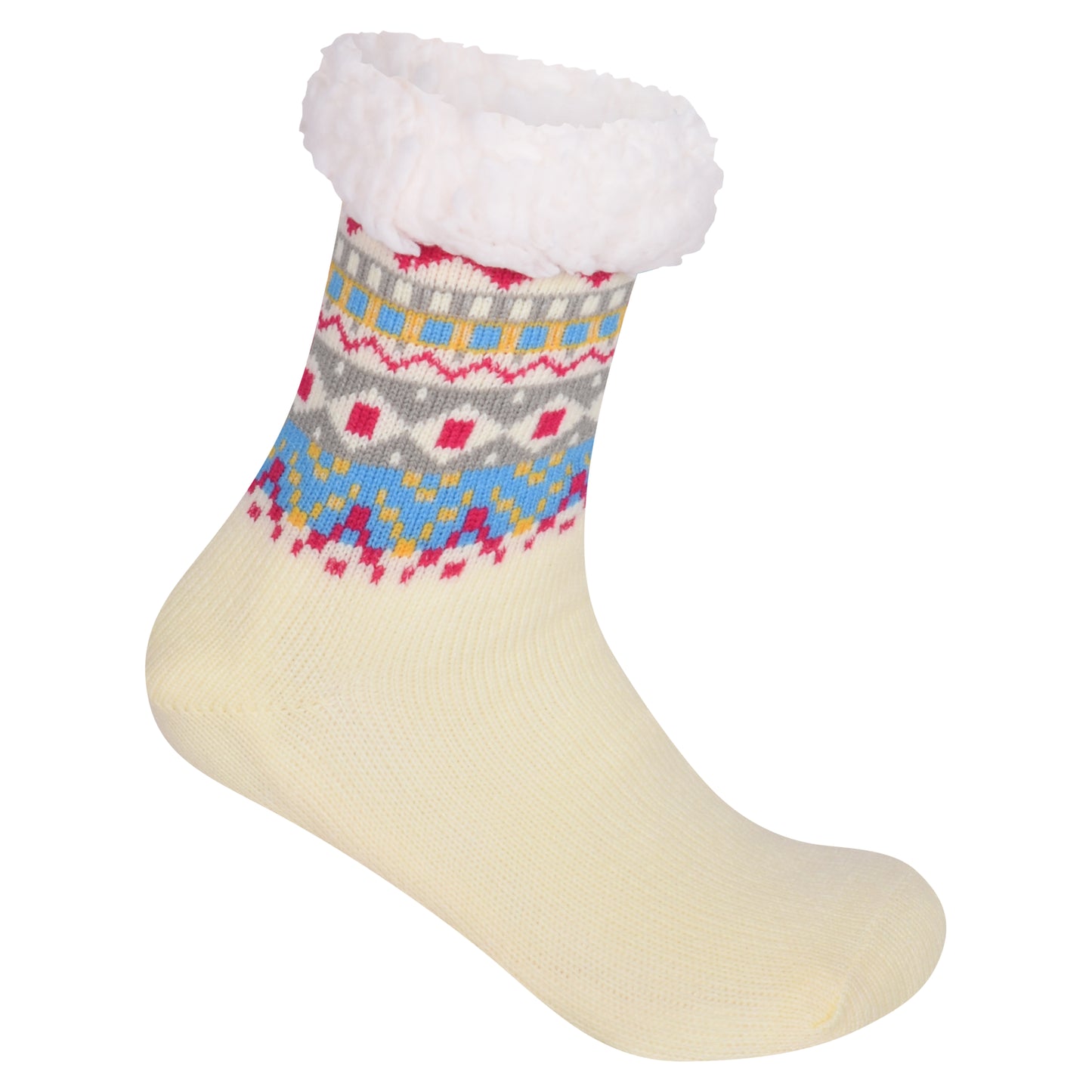 Ladies 4.8 TOG Cosy Slipper Socks - Colourful Nordic Pattern