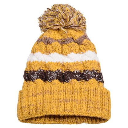 Striped Pompom Hats - Teddy Fur Fleece Lined
