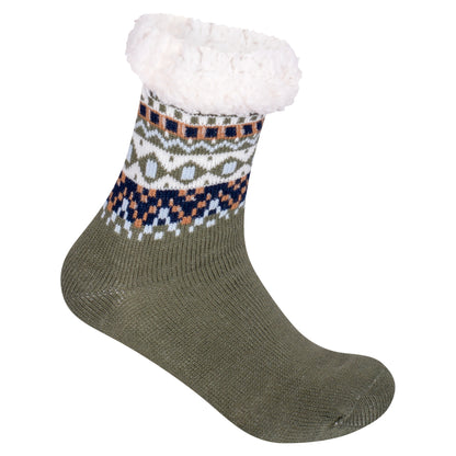 Ladies 4.8 TOG Cosy Slipper Socks - Colourful Nordic Pattern