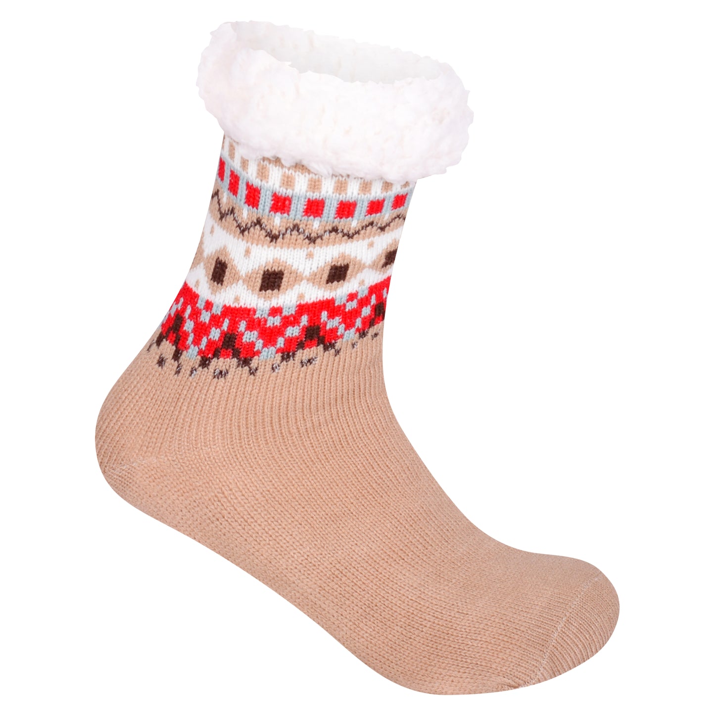 Ladies 4.8 TOG Cosy Slipper Socks - Colourful Nordic Pattern