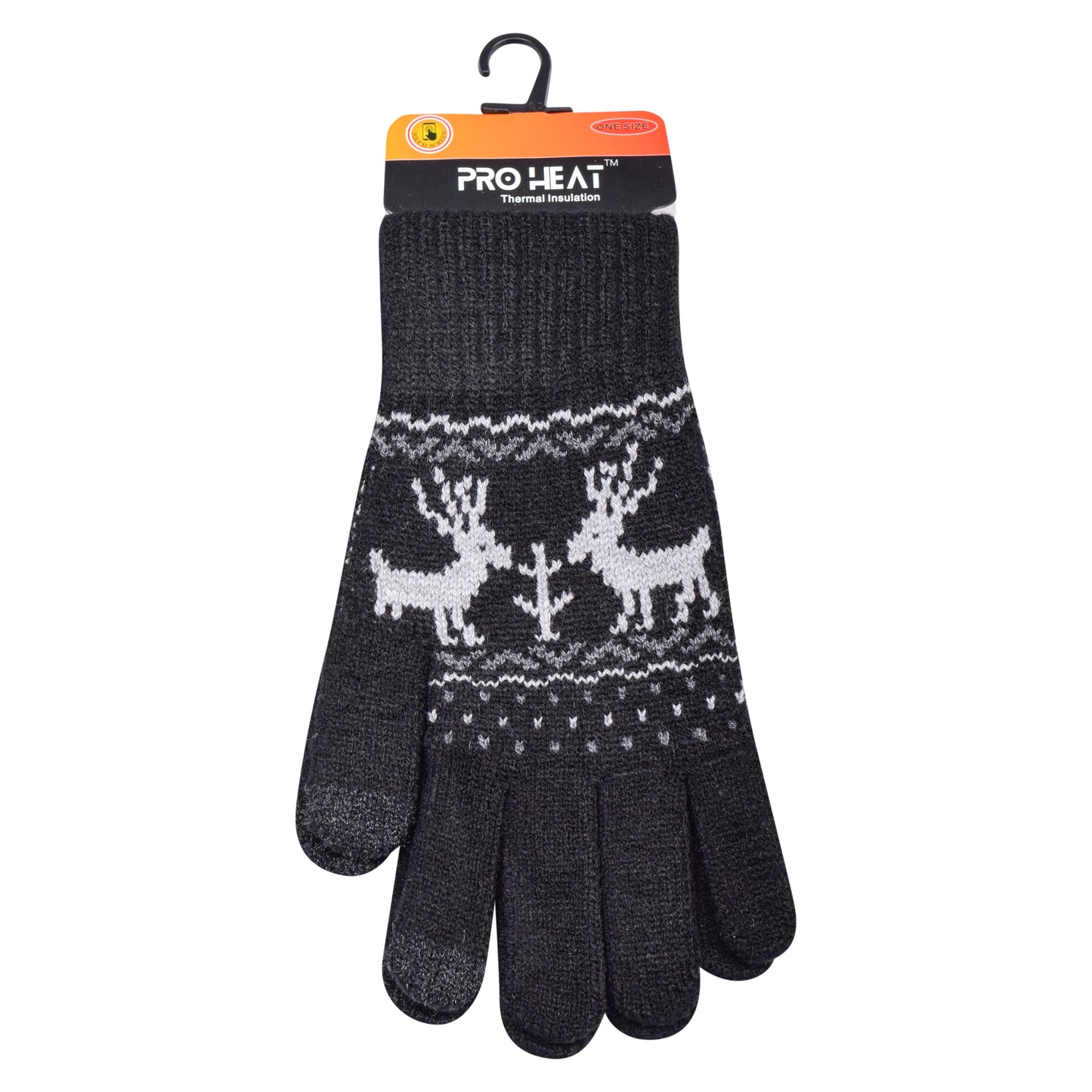 Mens Pro Heat Reindeer Knitted Gloves (12 Pairs)