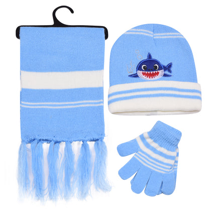 Kids Winter Hat, Scarf & Gloves Set – Shark (12 pcs Assorted Colours)