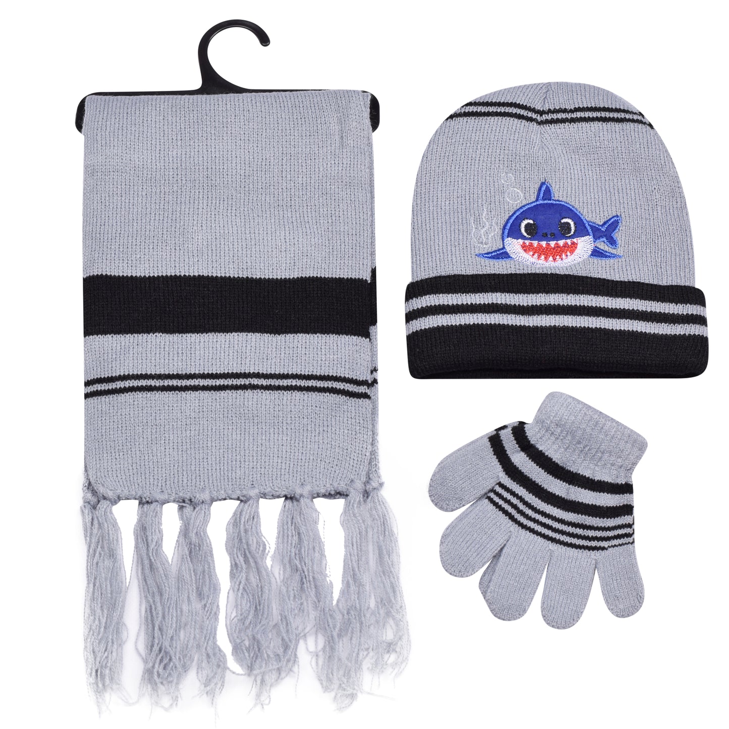 Kids Winter Hat, Scarf & Gloves Set – Shark (12 pcs Assorted Colours)