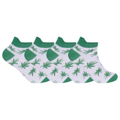 Mens Trainer Socks - White Ganja Leaf (12 Pairs)
