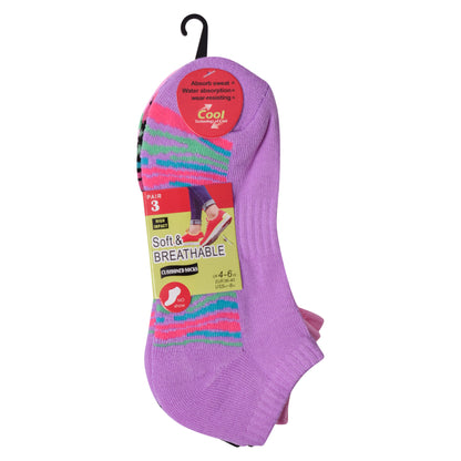Ladies Cushioned Trainer Socks - Assorted Stripes (12 Pairs)