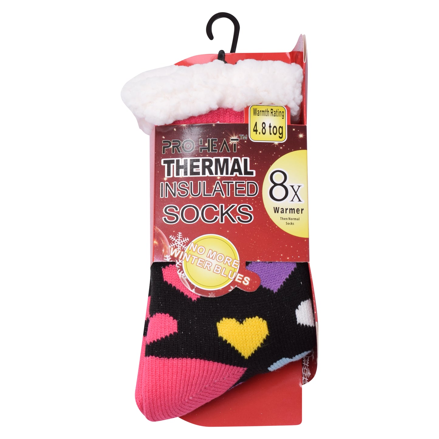 Ladies 4.8 TOG Cosy Slipper Socks - Colourful Hearts