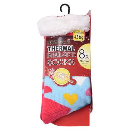 Ladies 4.8 TOG Cosy Slipper Socks - Colourful Hearts