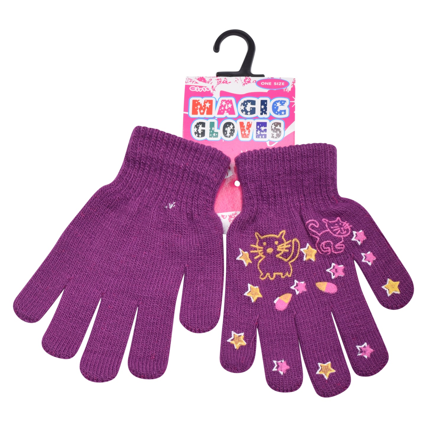 PRO HEAT™ Kids Thermal Magic Gloves - Kitten/Stars (Assorted Colours)