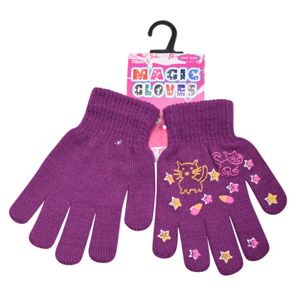 PRO HEAT™ Kids Thermal Magic Gloves - Kitten/Stars (Assorted Colours)