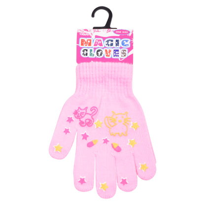PRO HEAT™ Kids Thermal Magic Gloves - Kitten/Stars (Assorted Colours)