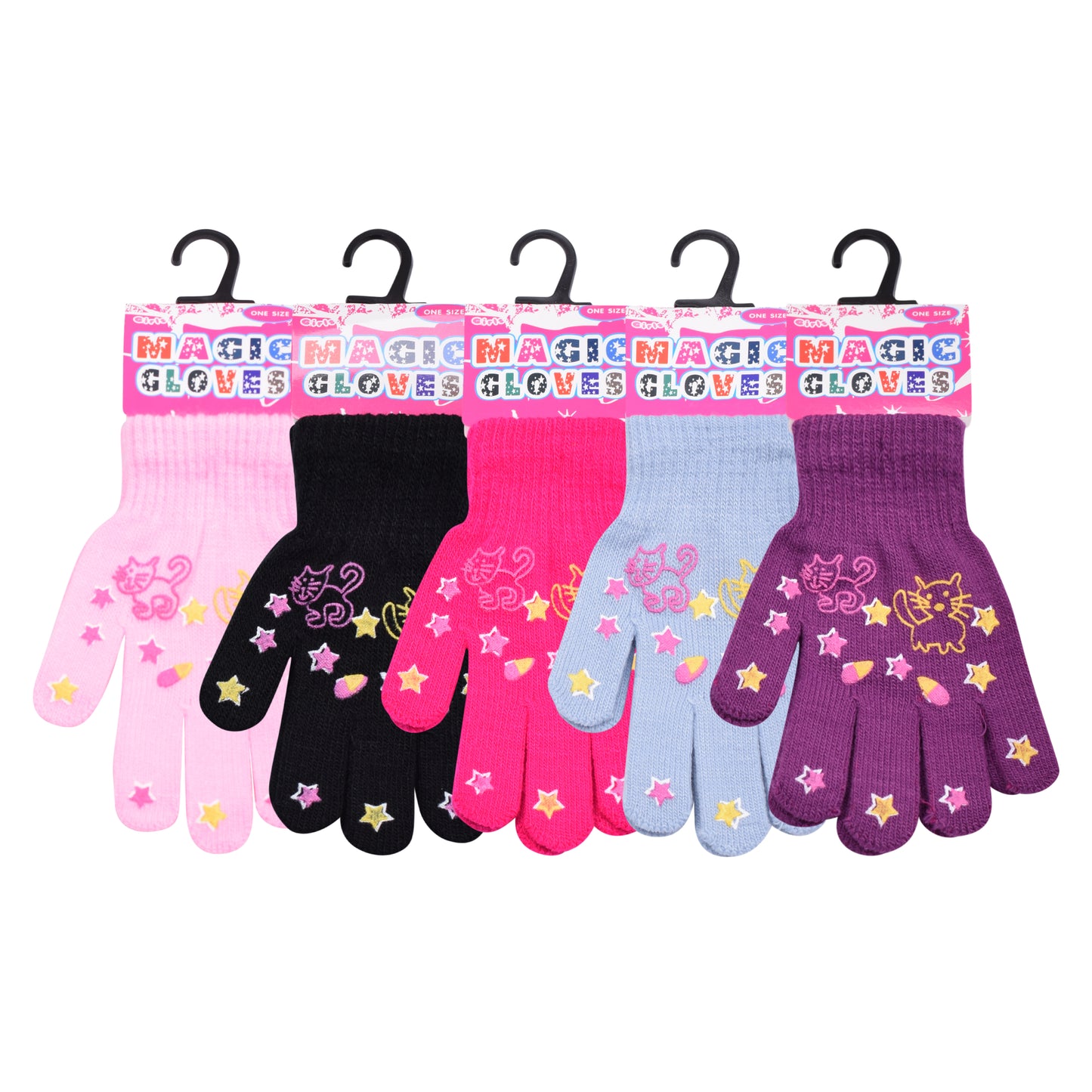 PRO HEAT™ Kids Thermal Magic Gloves - Kitten/Stars (Assorted Colours)