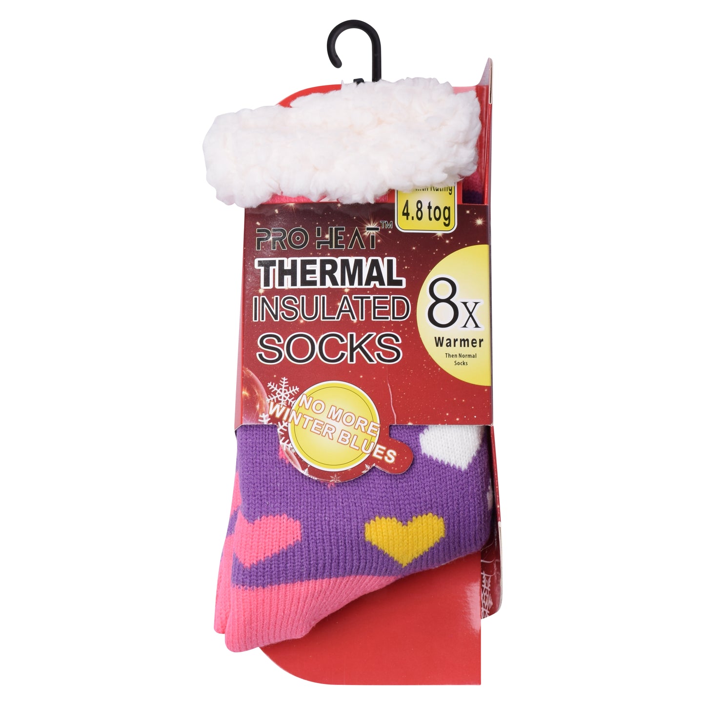 Ladies 4.8 TOG Cosy Slipper Socks - Colourful Hearts