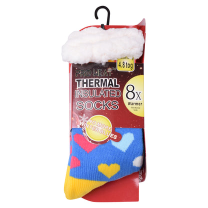 Ladies 4.8 TOG Cosy Slipper Socks - Colourful Hearts