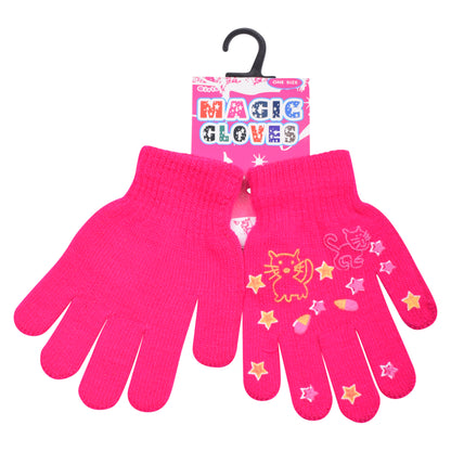 PRO HEAT™ Kids Thermal Magic Gloves - Kitten/Stars (Assorted Colours)
